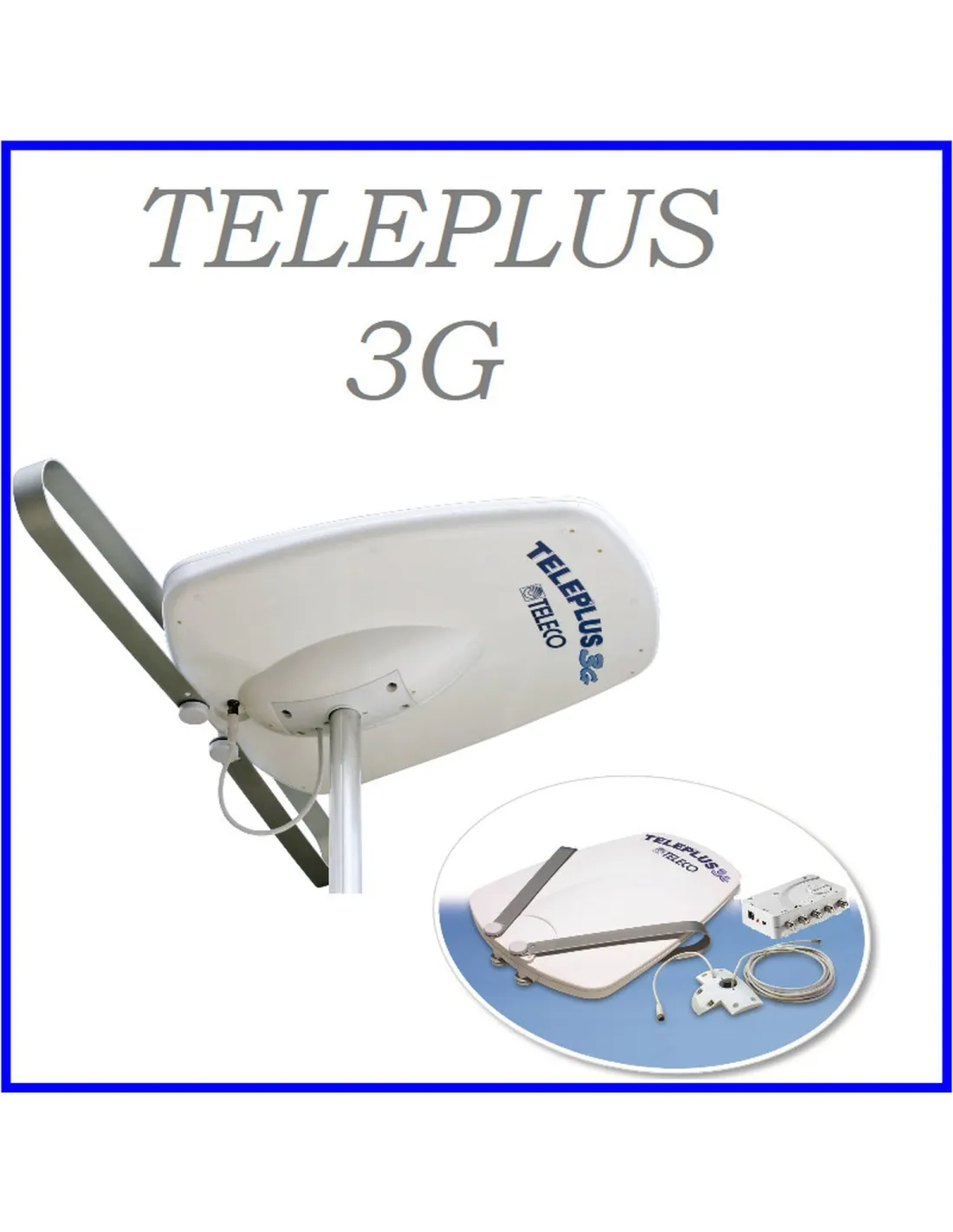antenne tv directionnelle teleplus 3g avec amplificateur at412 5g et fixation zamak, câble coaxial 5m - teleco