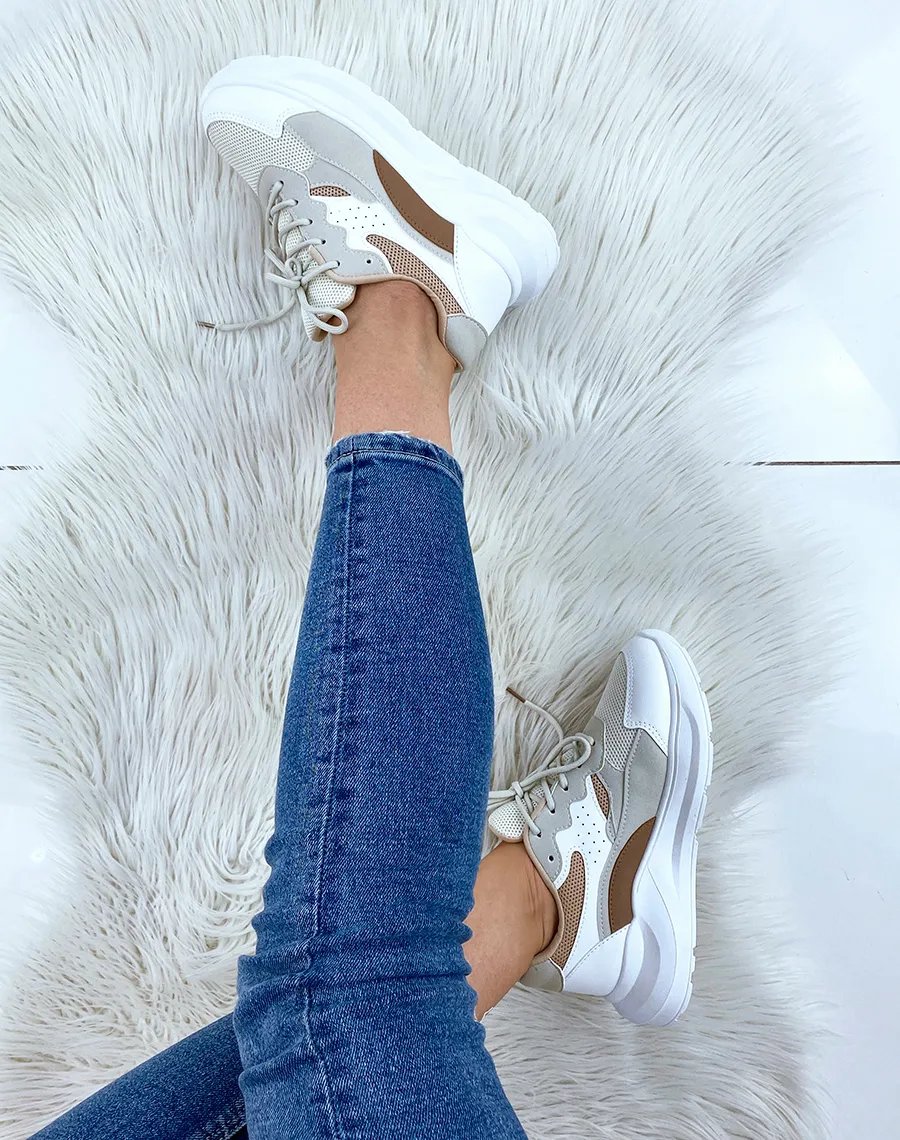 Beige platform sneakers