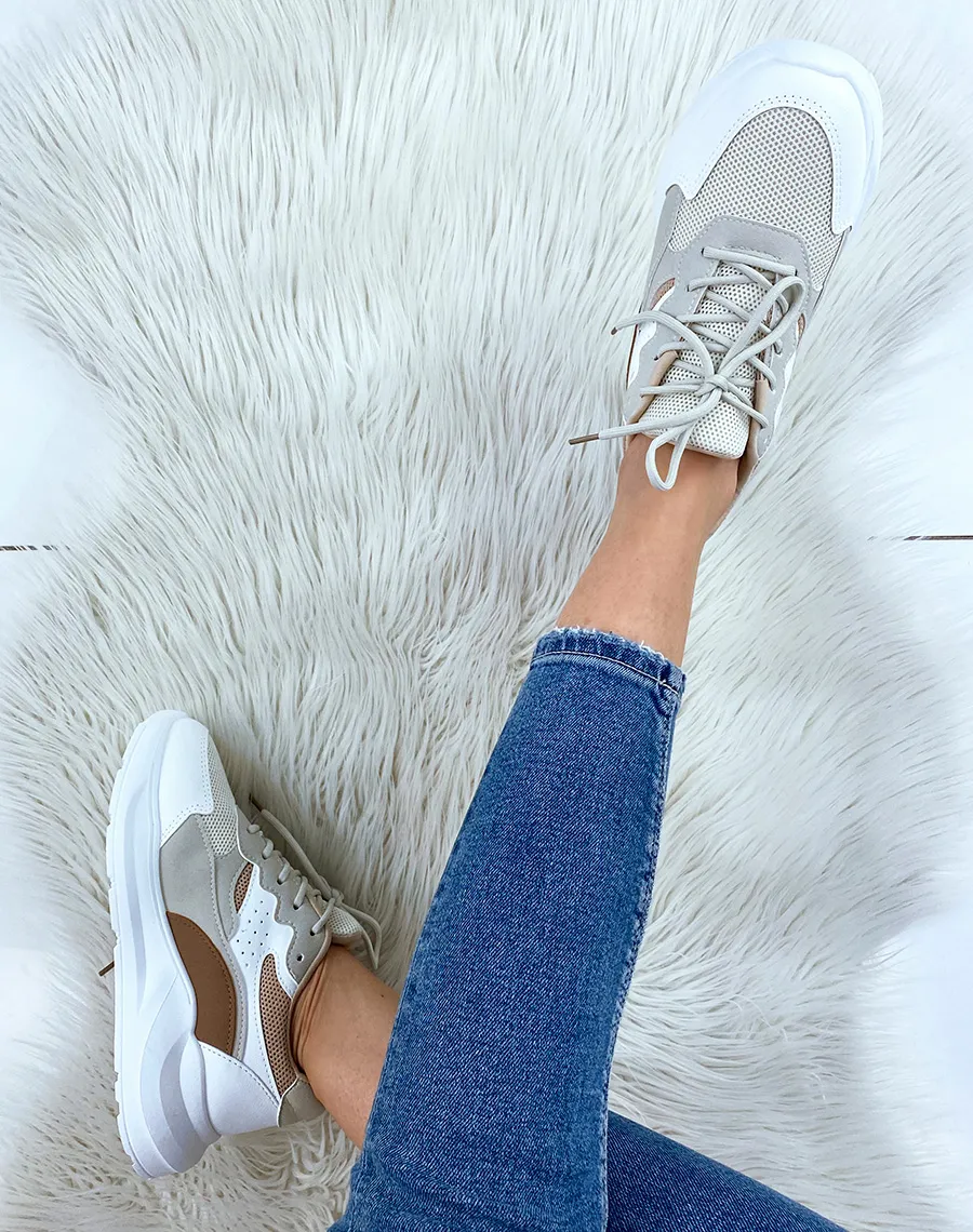 Beige platform sneakers