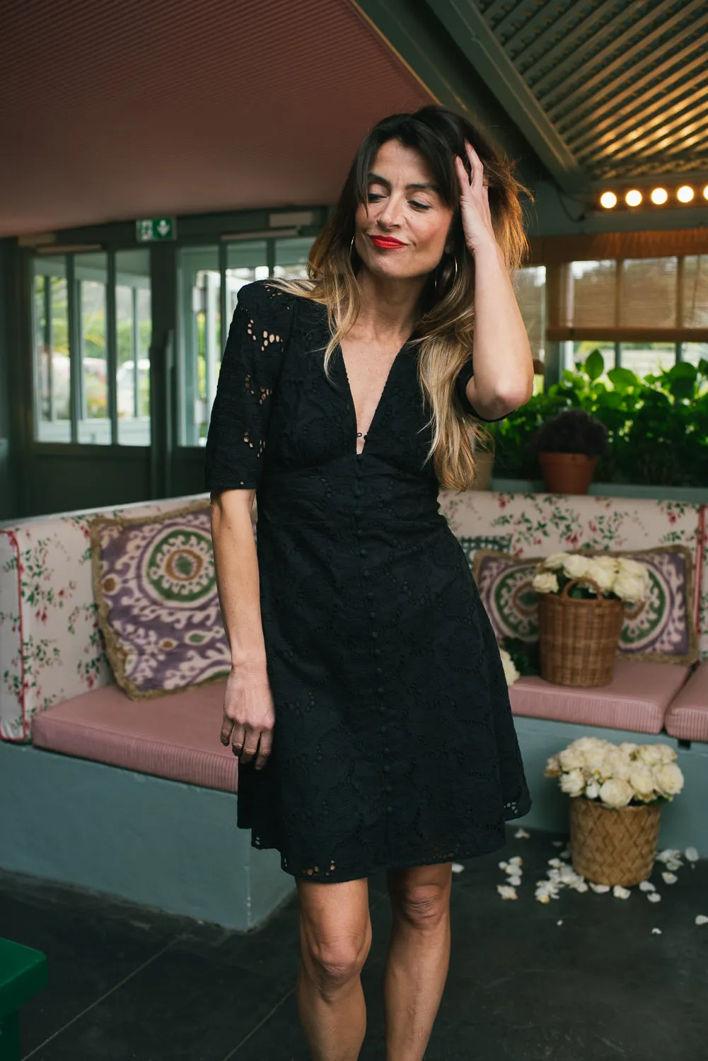 Black embroidered Paloma dress