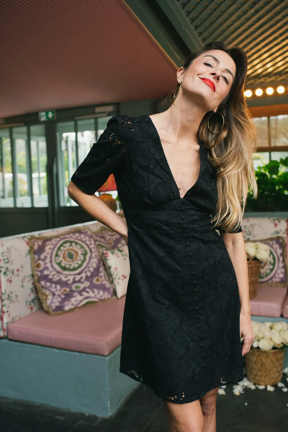 Black embroidered Paloma dress