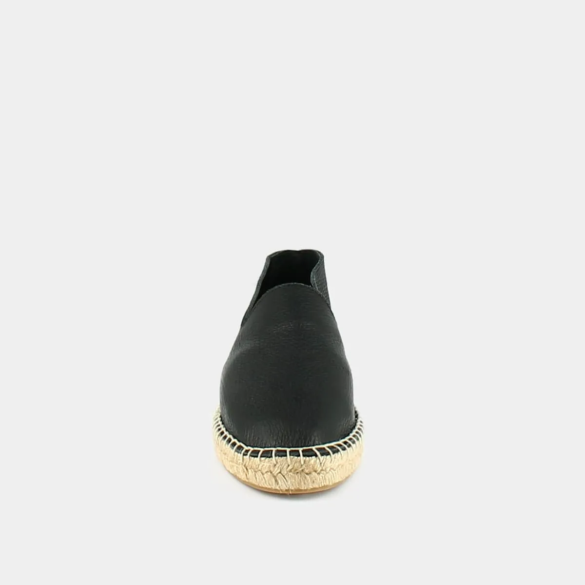 Black Grained Leather Women's Espadrilles | Jonak