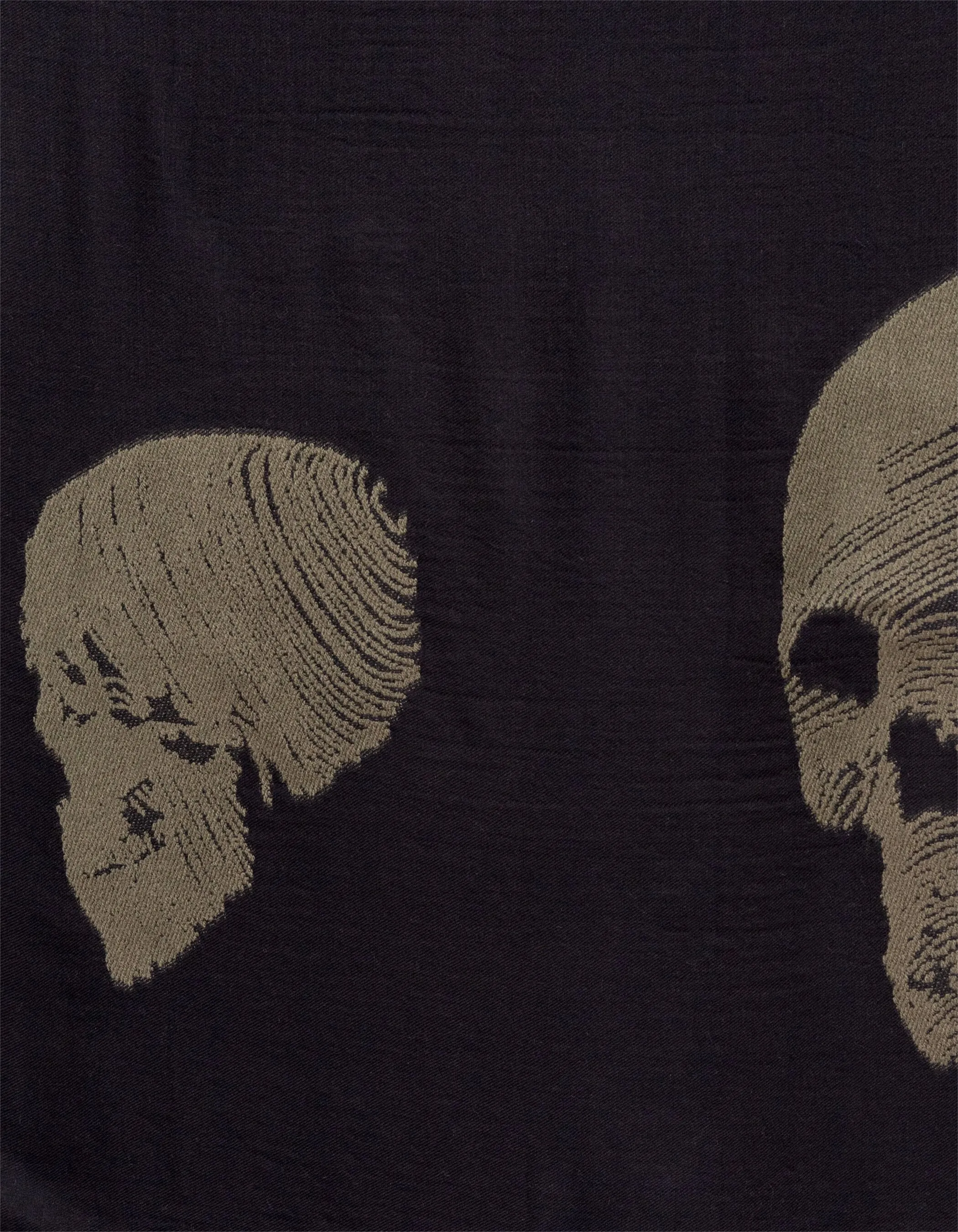 Black Skull Jacquard Scarf Khaki Women