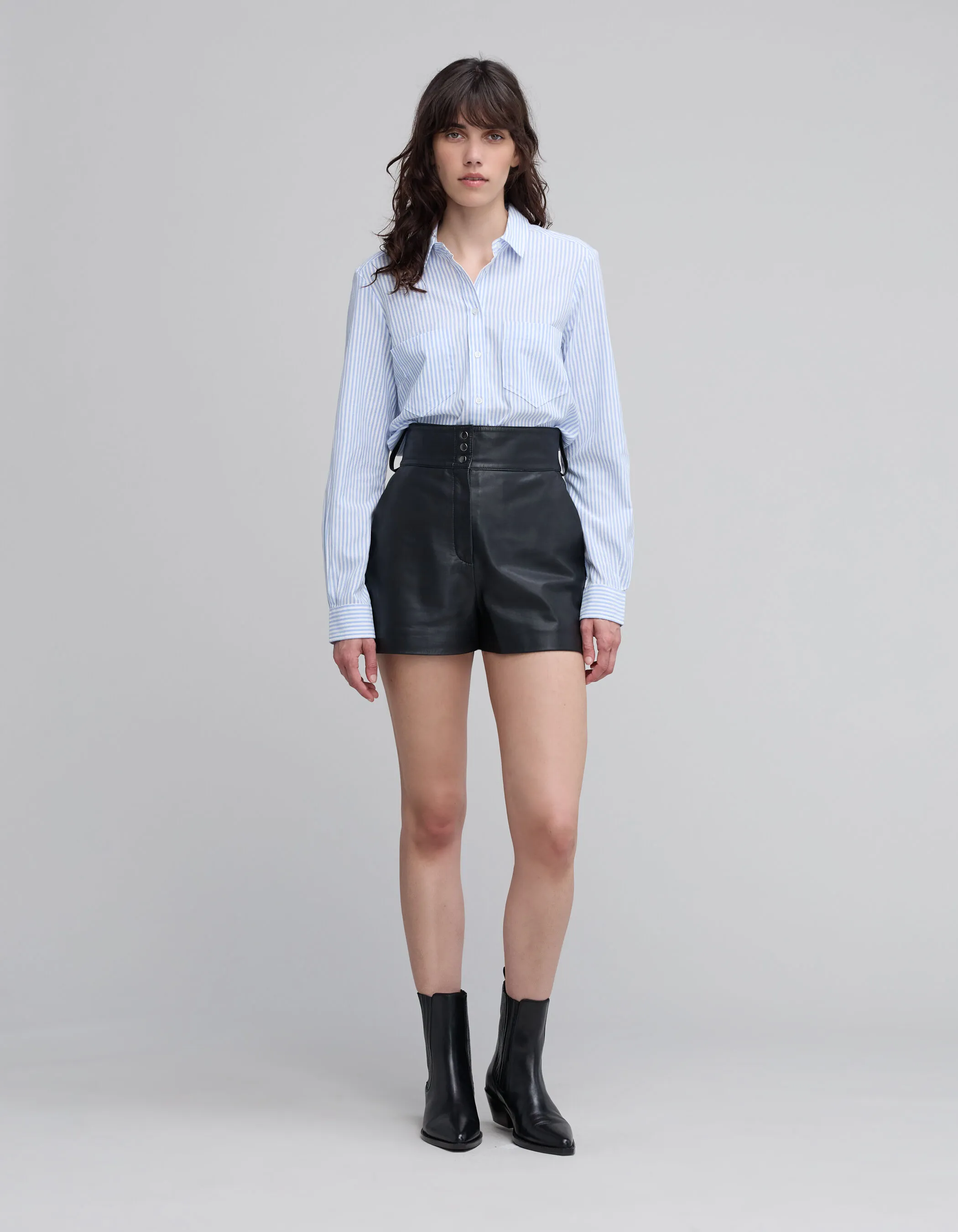 Blue and White Striped Women's Shirt
