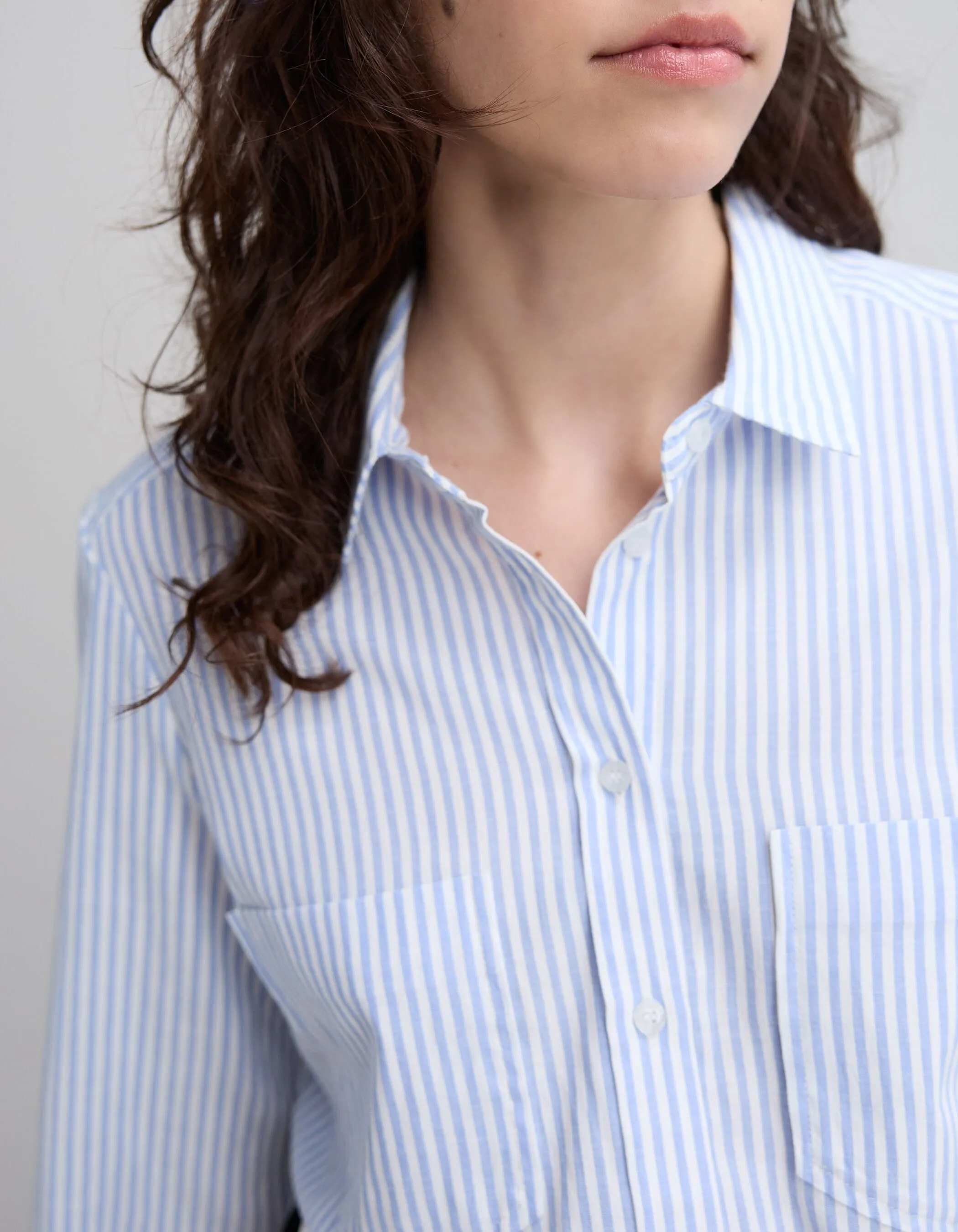 Blue and White Striped Women's Shirt