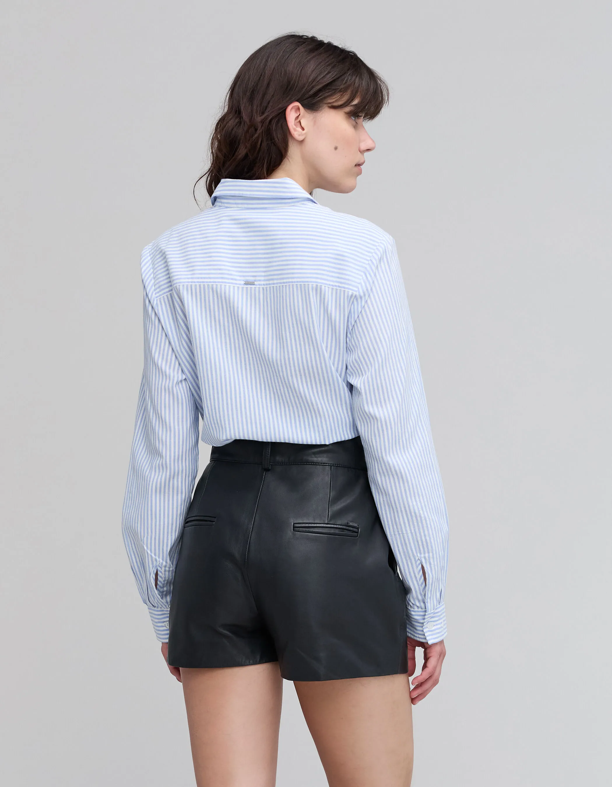 Blue and White Striped Women's Shirt