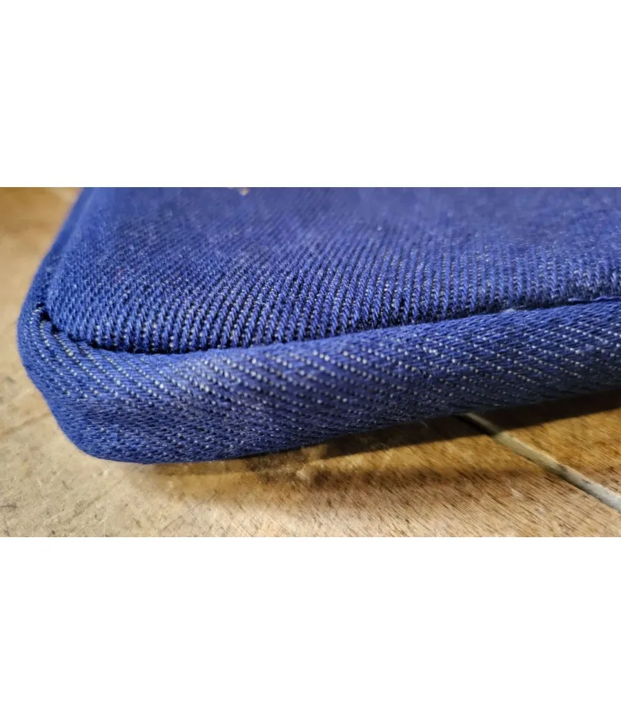 Blue Denim Quilted iPad 12 Inch Cover with Bronze Gold Van Motif