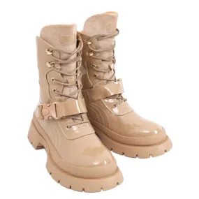 Boots Jens Kaki vernies militaires beige