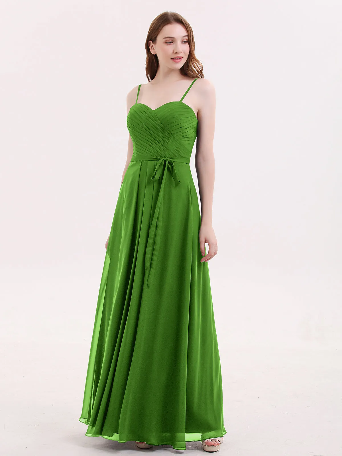 Spaghetti Straps Chiffon Dress with Sweetheart Neckline