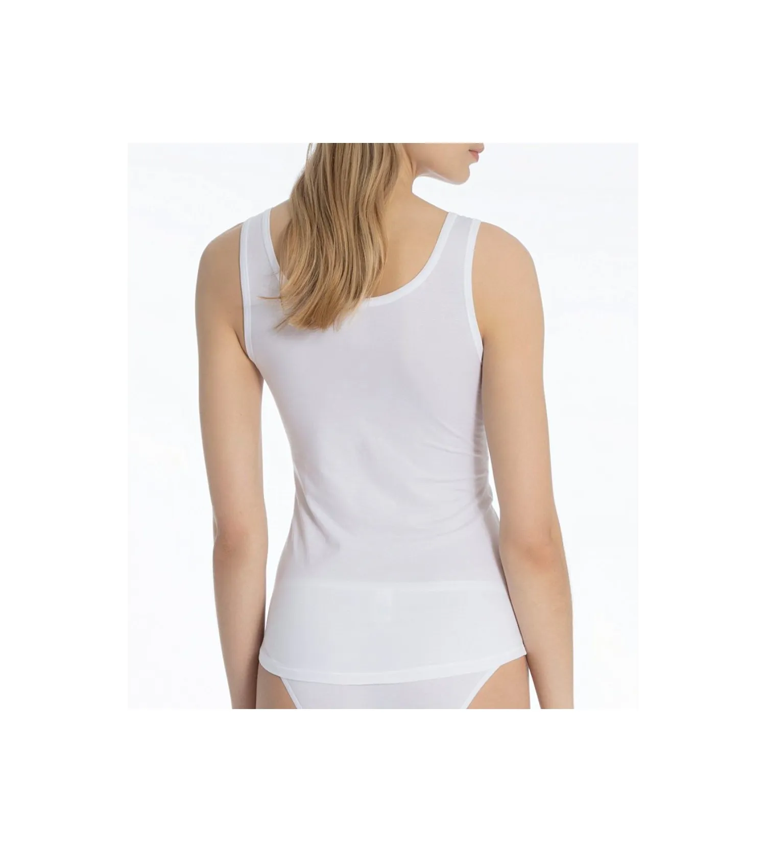 Calida Cotton Tencel White Basic Top 01 - Lingerie Sipp
