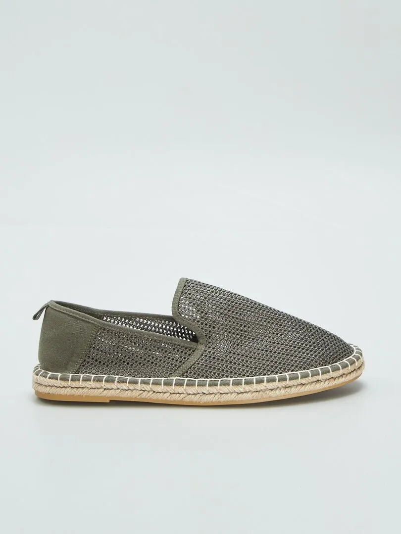 Canvas and mesh espadrilles - Khaki
