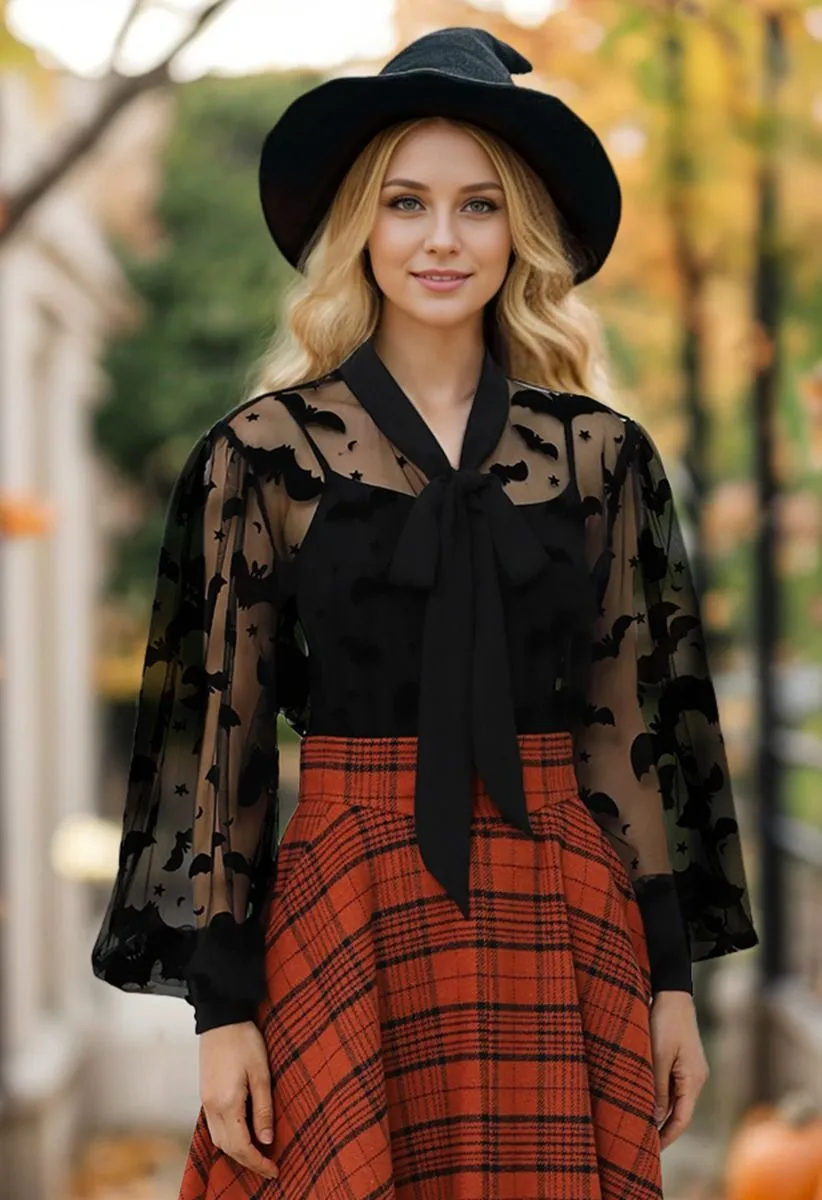 Velvet Batwing Sleeve Buttoned Knit Shirt