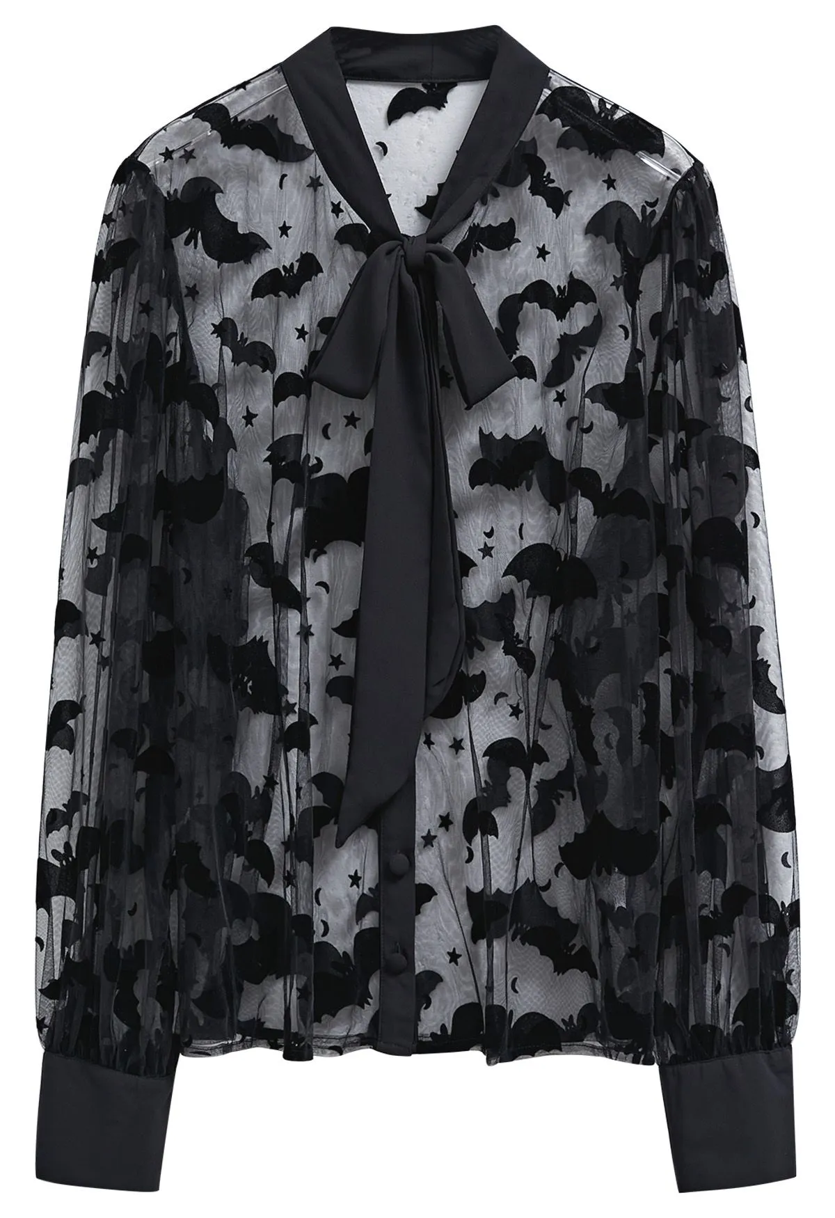 Velvet Batwing Sleeve Buttoned Knit Shirt