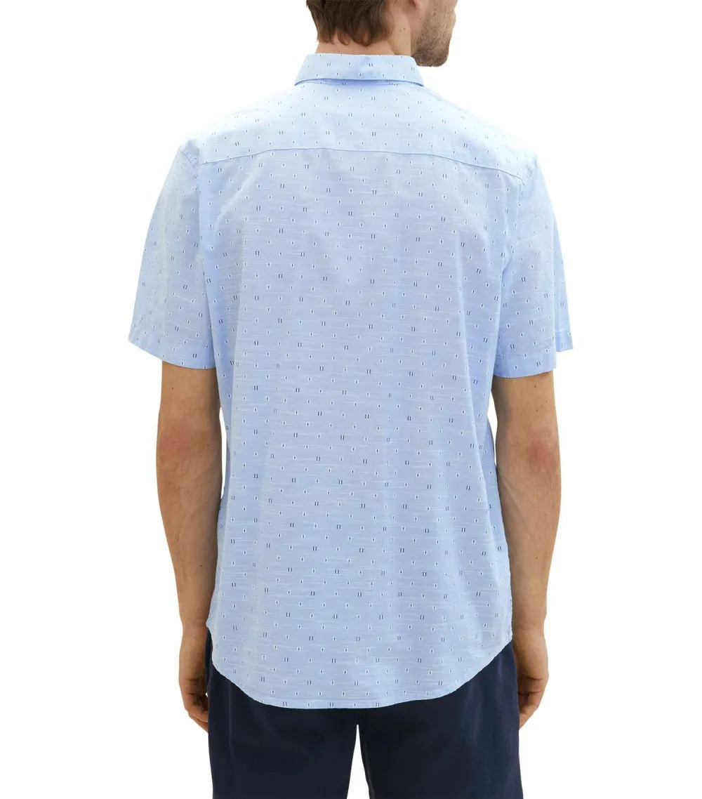 Chemise Tom Tailor coton avec manches courtes et col français ciel