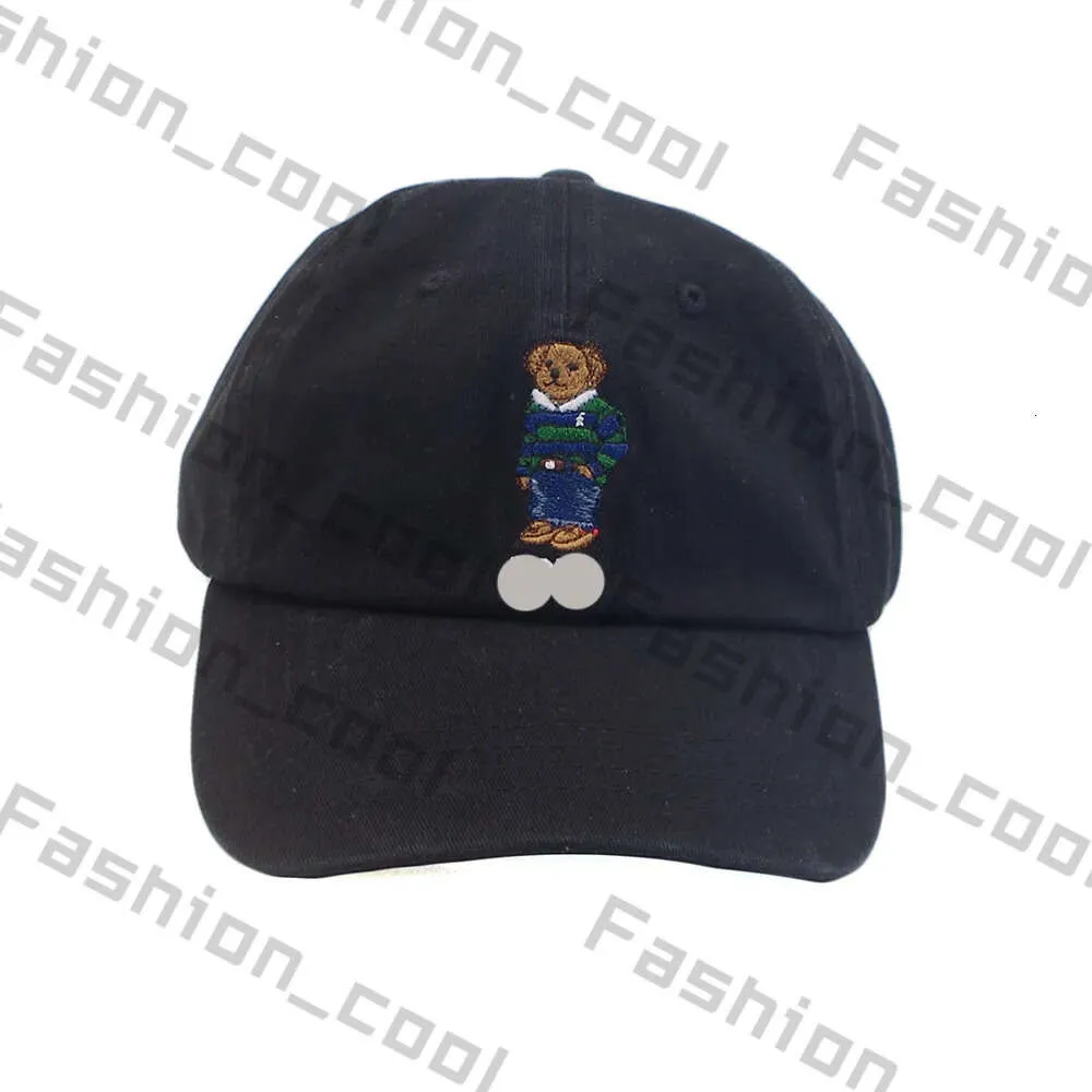 Classic Baseball Cap Blue Green Striped Sweater Bear Embroidered Hat Outdoor New With Tag Wholesale 335