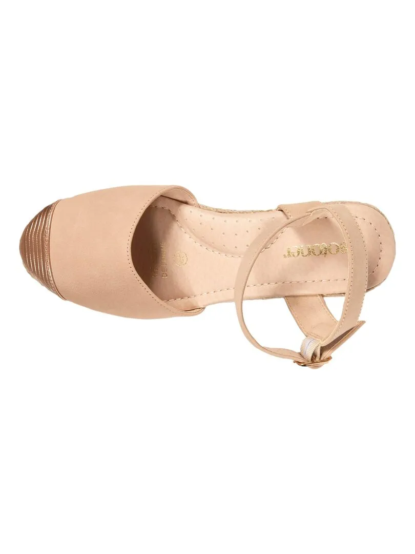 Closed-toe Women's Nude Wedge Espadrilles - Beige
