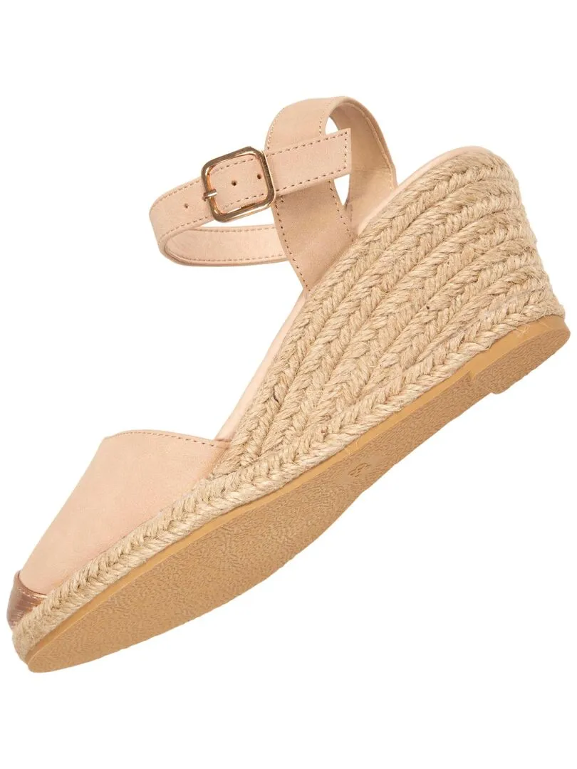 Closed-toe Women's Nude Wedge Espadrilles - Beige
