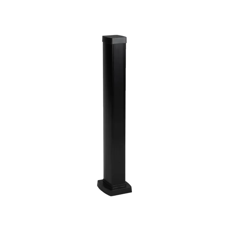 Colonnette à clippage direct 1 compartiment 2 faces hauteur 0,68m couvercle PVC et corps en alu noir RAL9017 (653005)