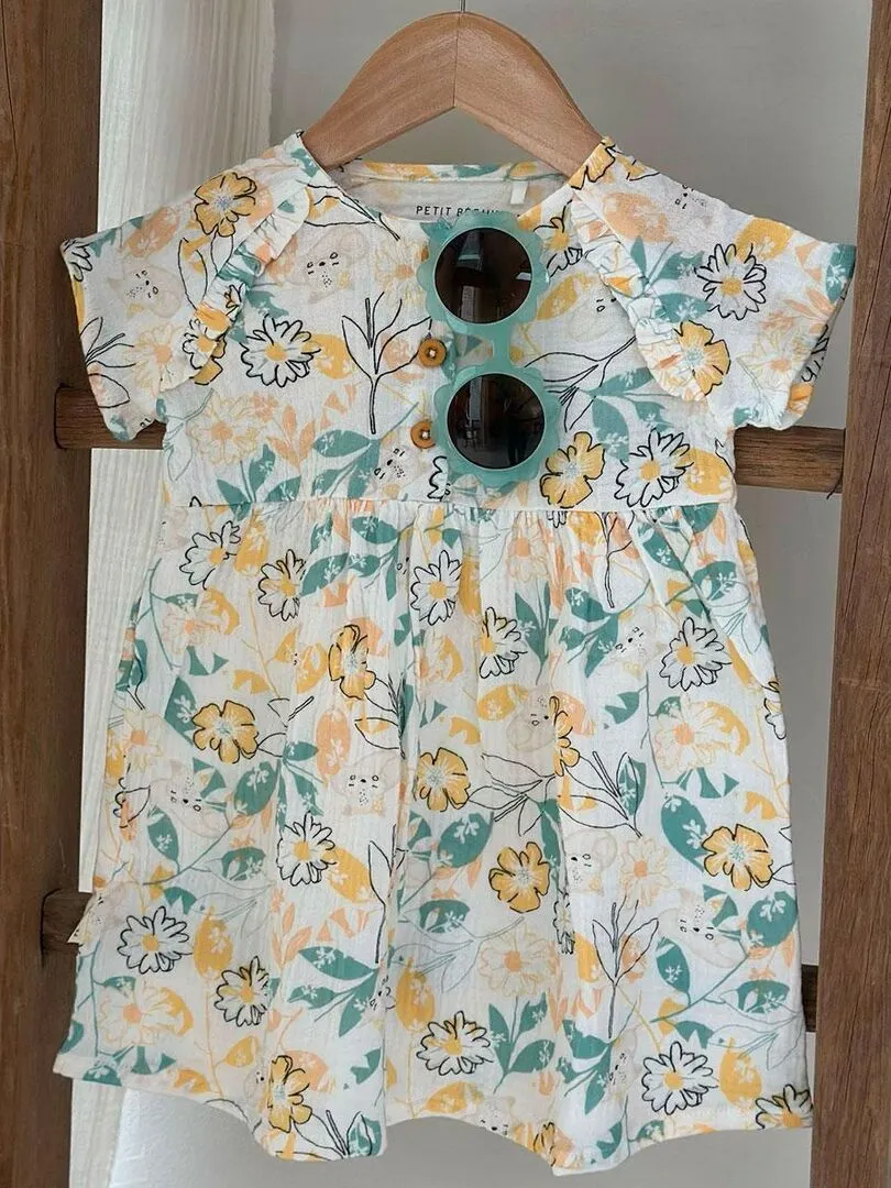 Cotton Gauze Baby Dress - Ecru