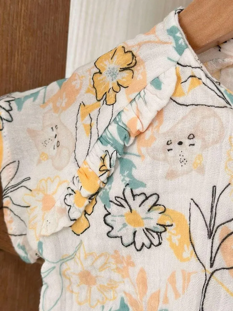 Cotton Gauze Baby Dress - Ecru