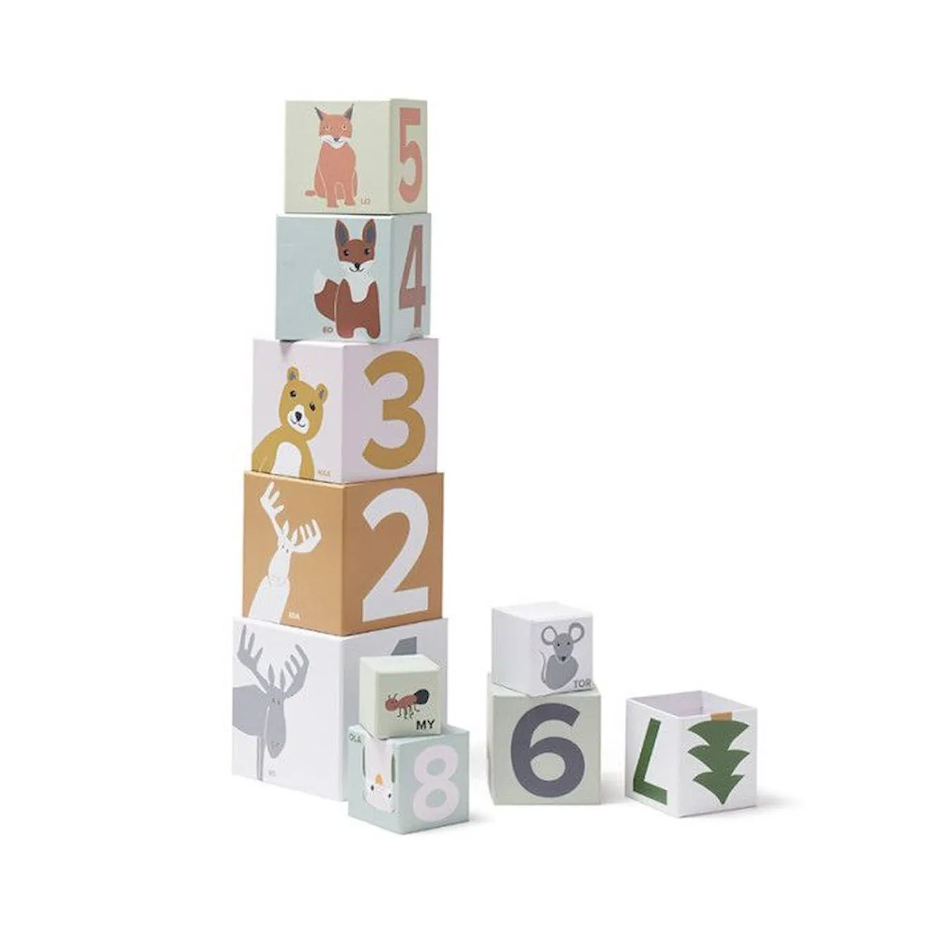 Cubes carton 1 à 10 Edvin à empiler - Kids Concept beige - 