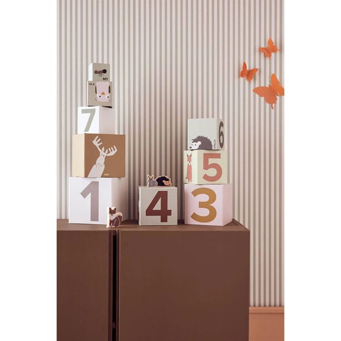 Cubes carton 1 à 10 Edvin à empiler - Kids Concept beige - 