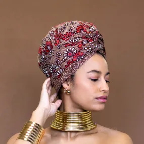 Easy Turban | Satin Bonnet | Red Floral Headband
