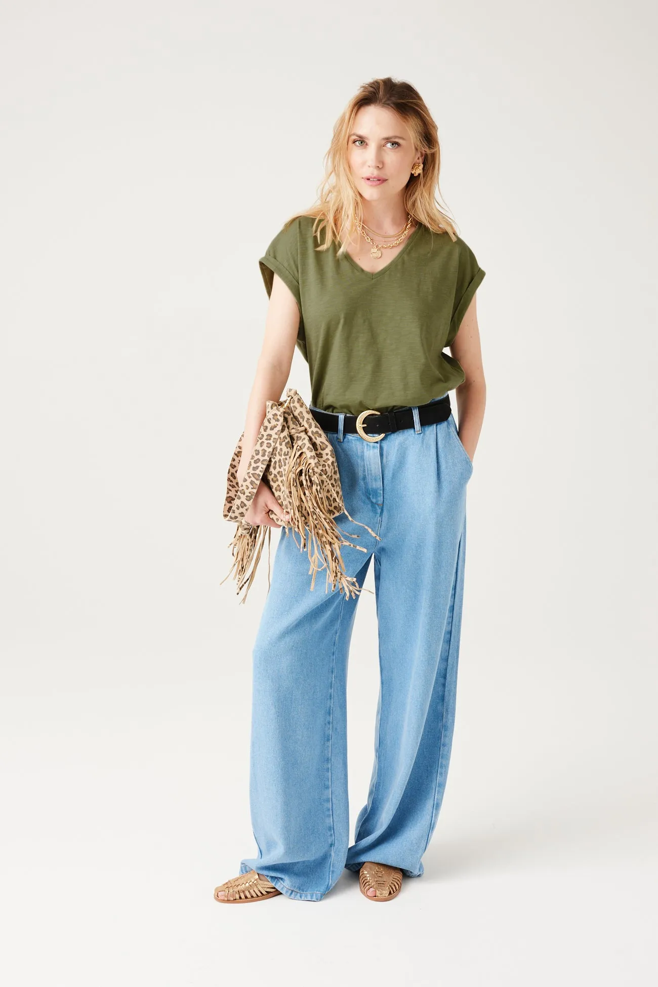 Embroidered Women's Green T-shirt

