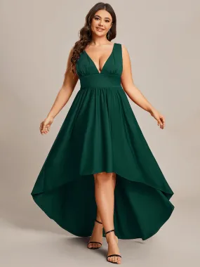 Empire Waist Sleeveless High-Low Plus Size Bridesmaid Dress