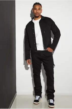 Ensemble noir veste jean motif losange