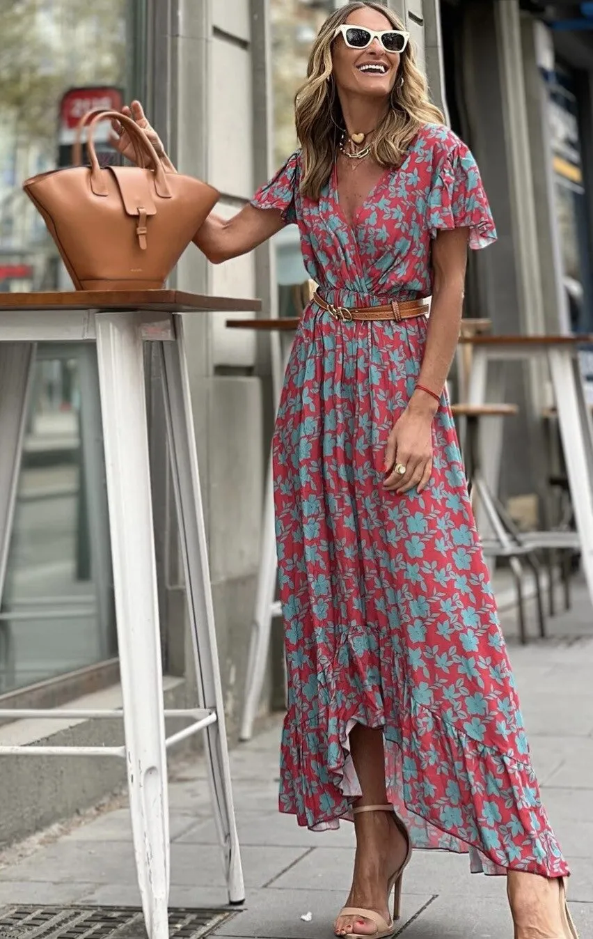Floral Asymmetrical Maxi Dress