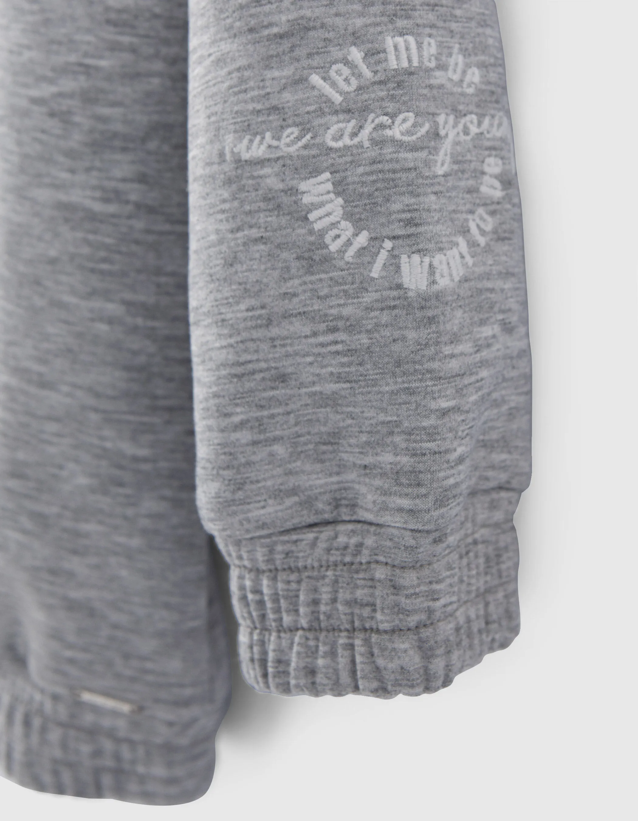 Gray oversized zip-up hoodie for girls.