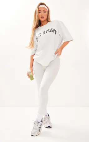 Grey Mixed Material V-Front Sport Legging by PLT Sport