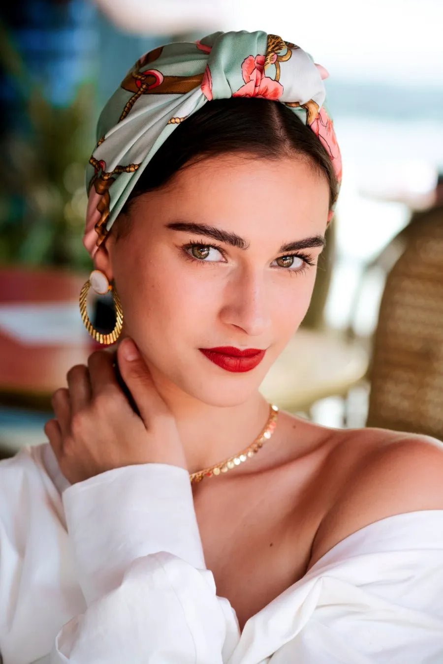 Hair scarf - Parisian Hortense Aqua.