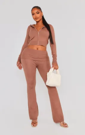 High-Waisted Knit Coffee Legging in Café au Lait