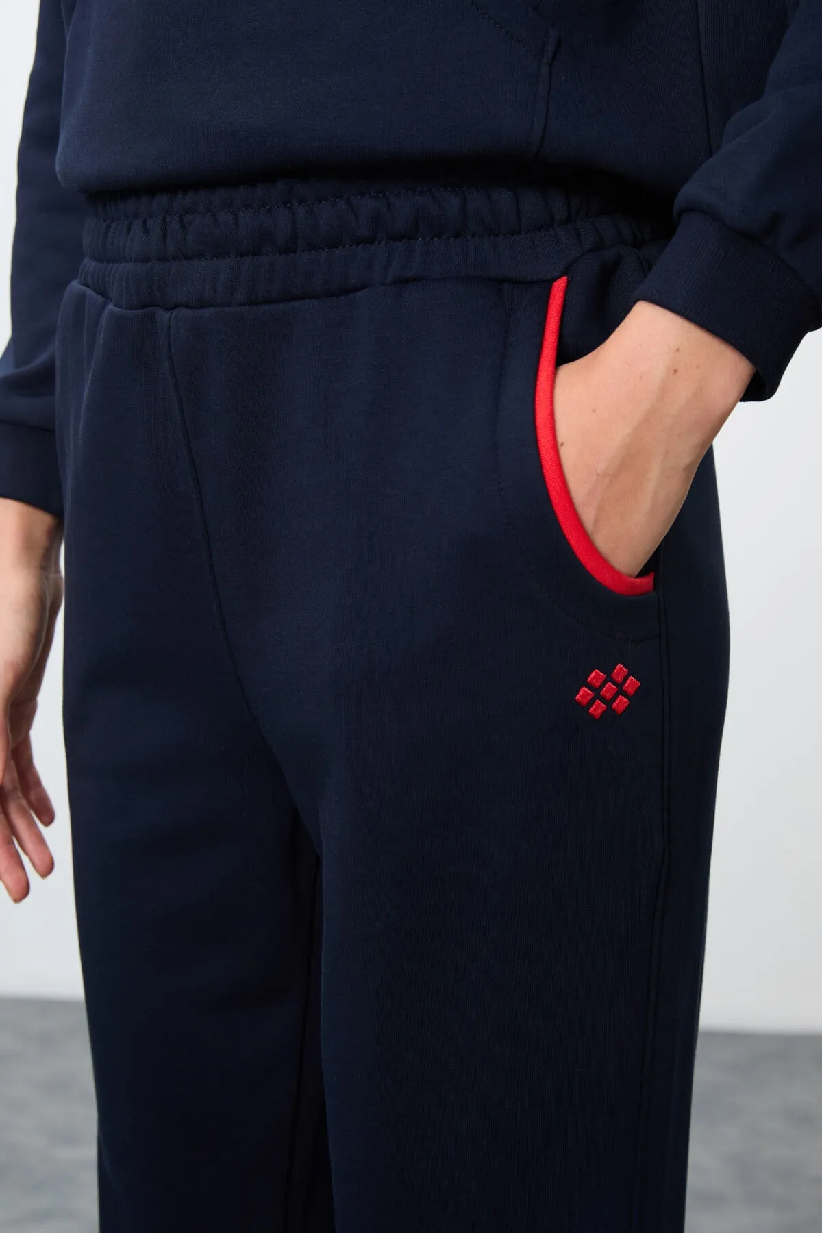 indigo kompakt pamuklu kalin pürüzsüz dokulu dik yaka oversize fit kadin eofman takim - 95342