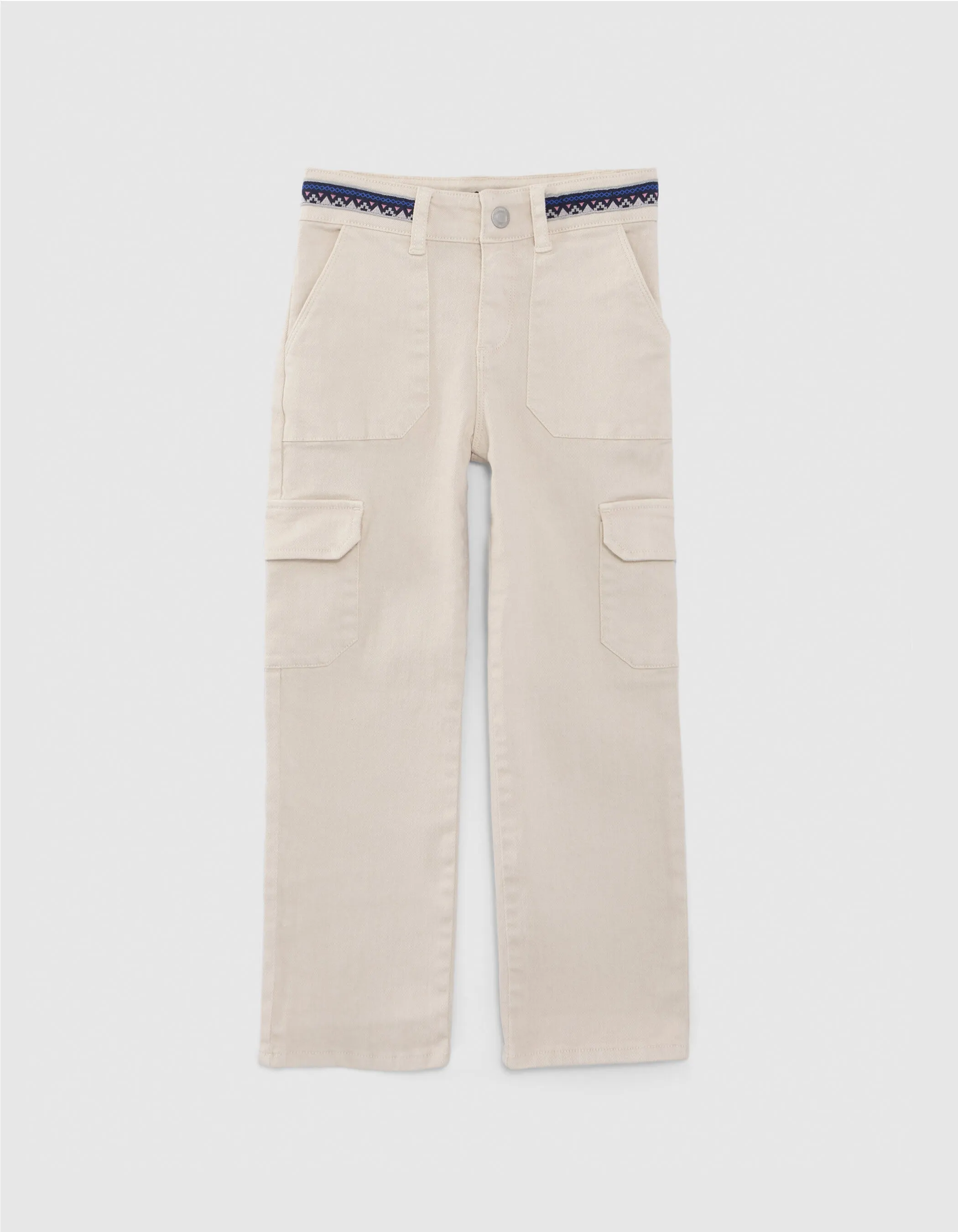Jean GIRL embroidered edge raw rope.