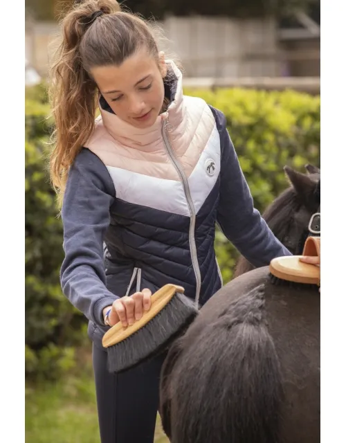 Kids Navy & Pink Camellia Puffer Coat
