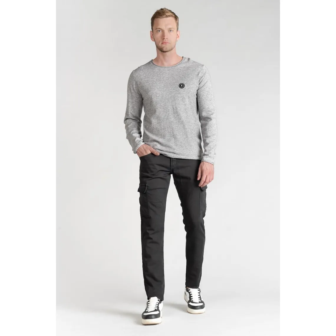 Le Temps des Cerises Men's Slim Fit Army Jogger Pants in Anthracite Gray Cotton - Men's Pants on MenCorner
