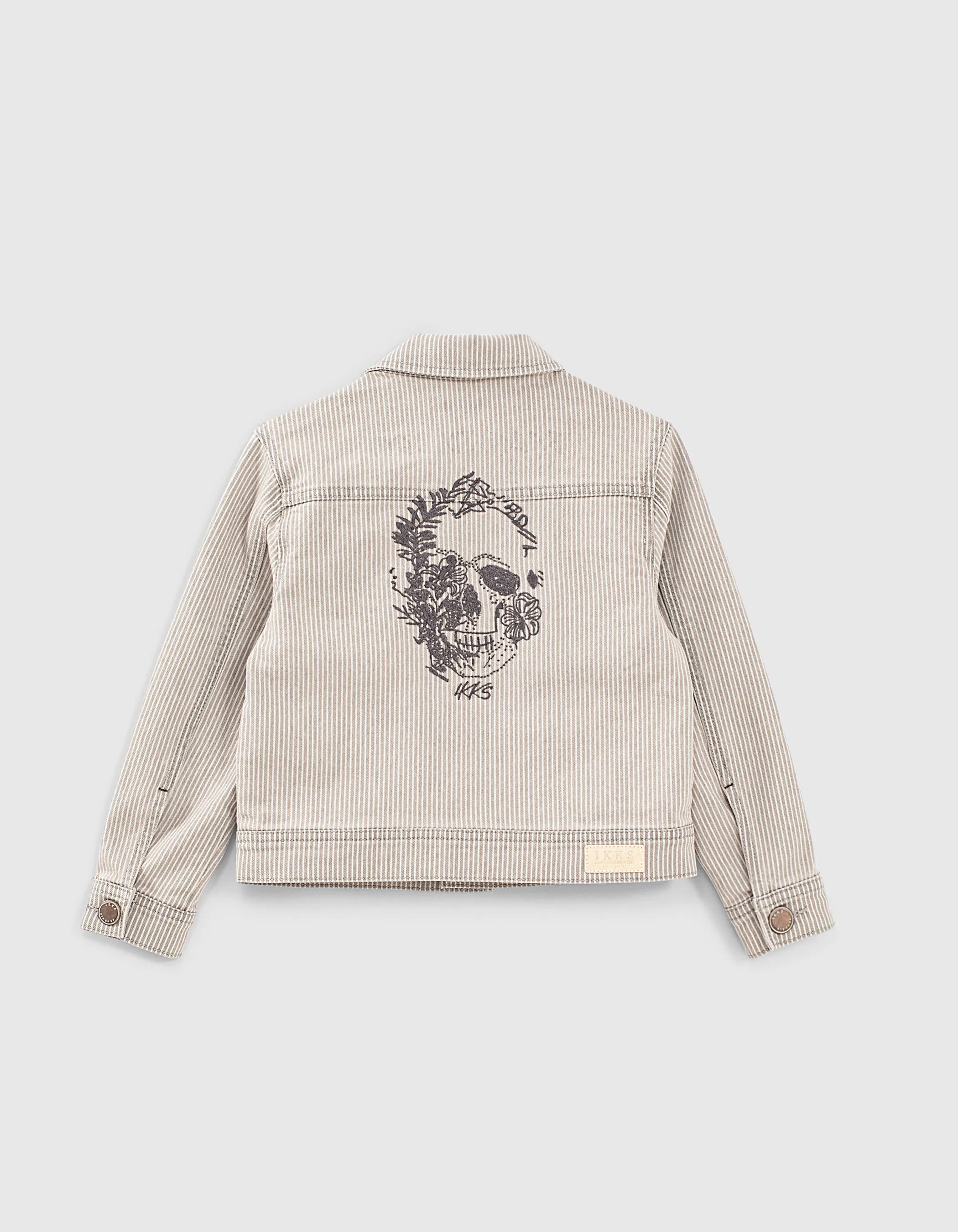 Light Grey Denim Jacket with Fine Stripes for Boys
