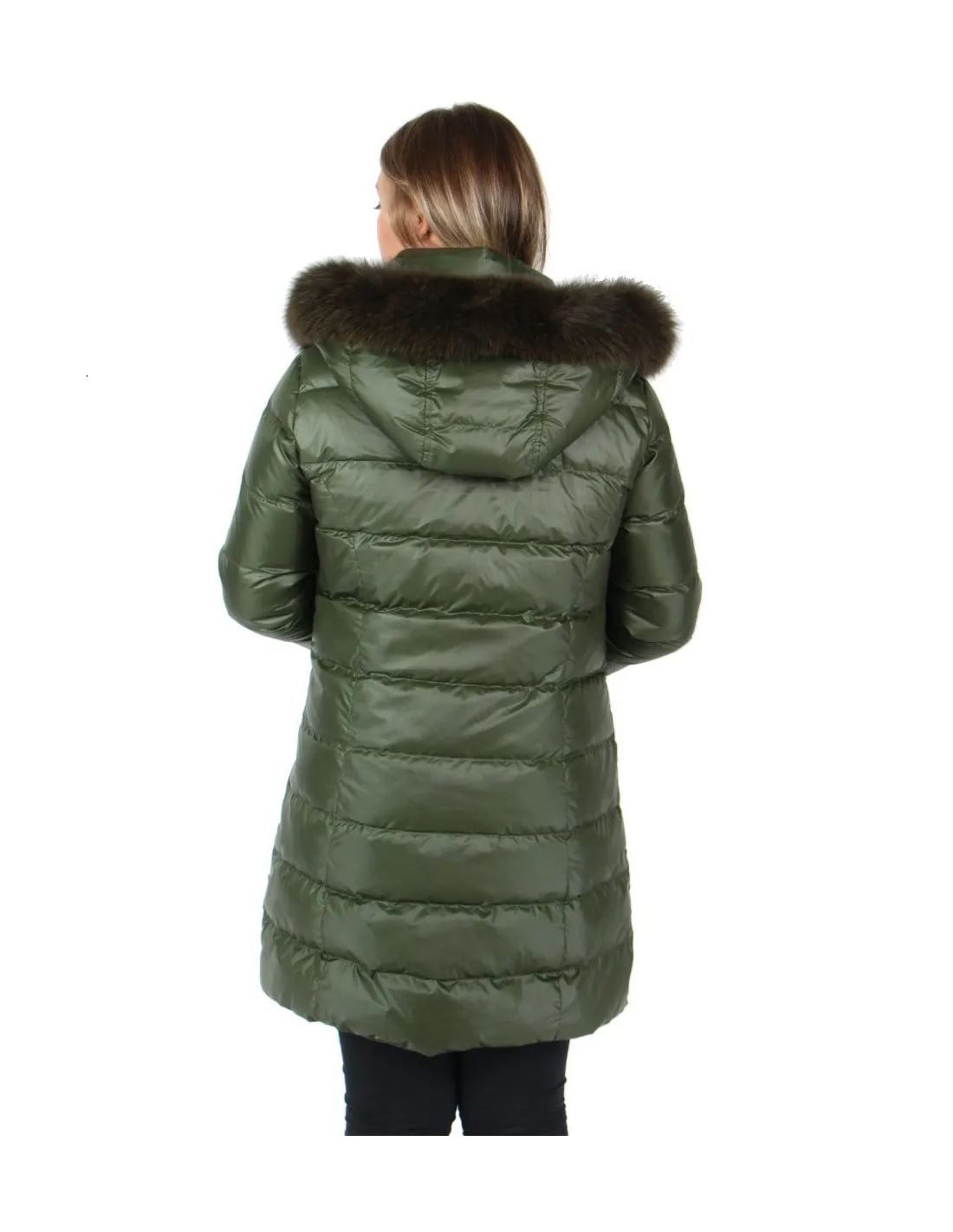 Long Green Giorgio Cuirs Puffer Coat Style 50211