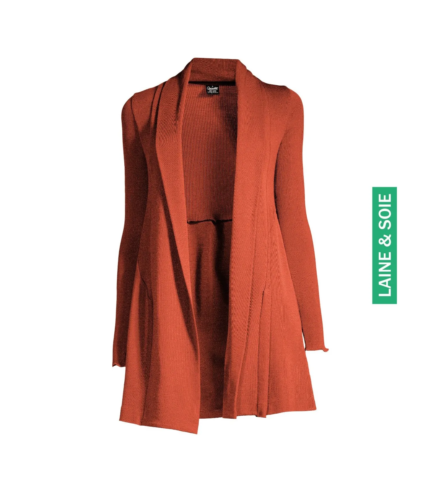 Long Wool and Silk Paprika Gilet by Oscalito | Sipp Lingerie