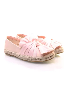 Pink two-material espadrilles with bow