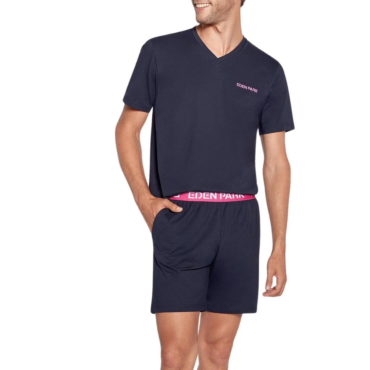 Pyjacourt Eden Park homme 100% cotton blue & pink.