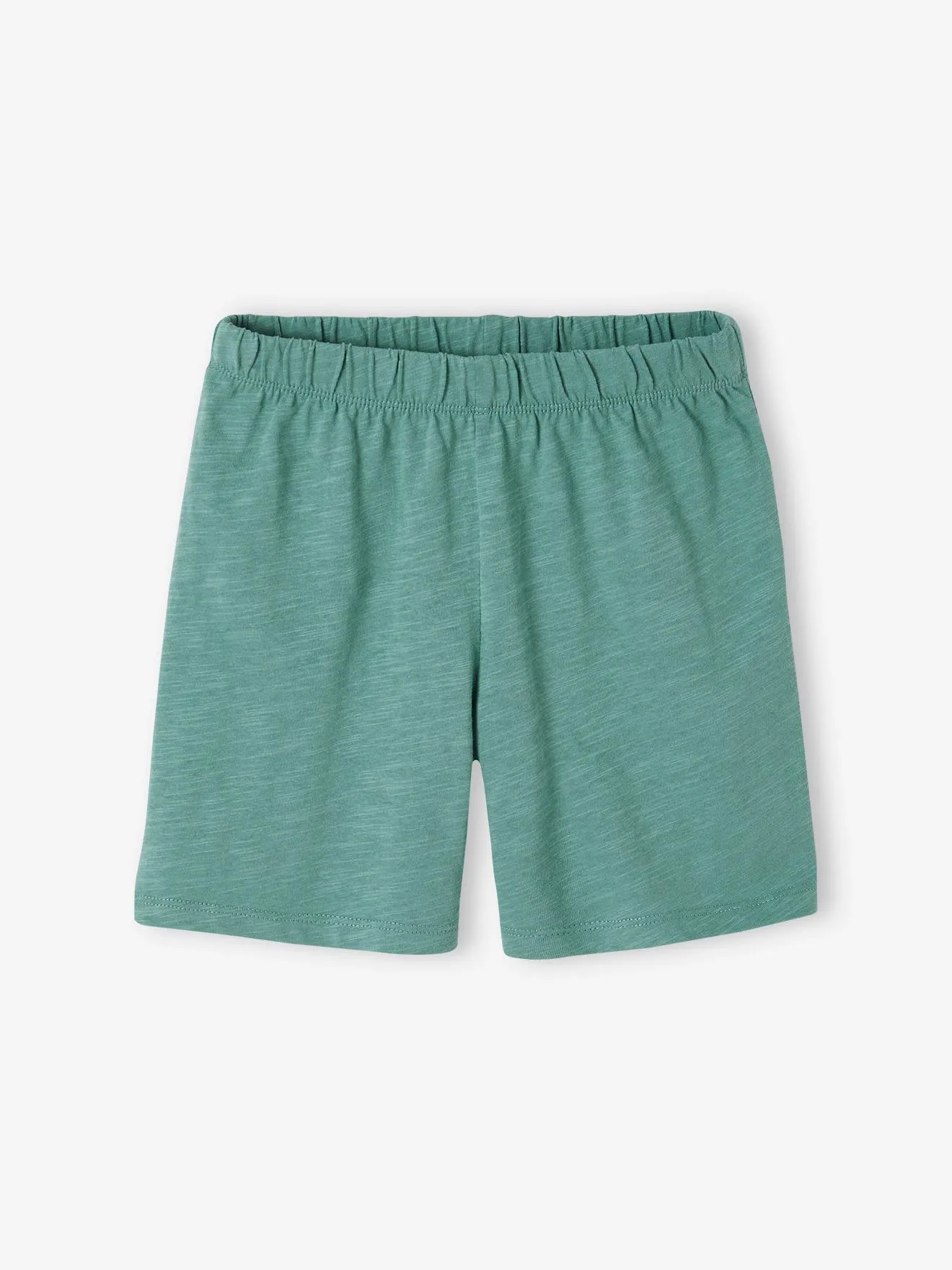Emerald Green Flamed Knit Boy's Pyjama Shorts - Vertbaudet