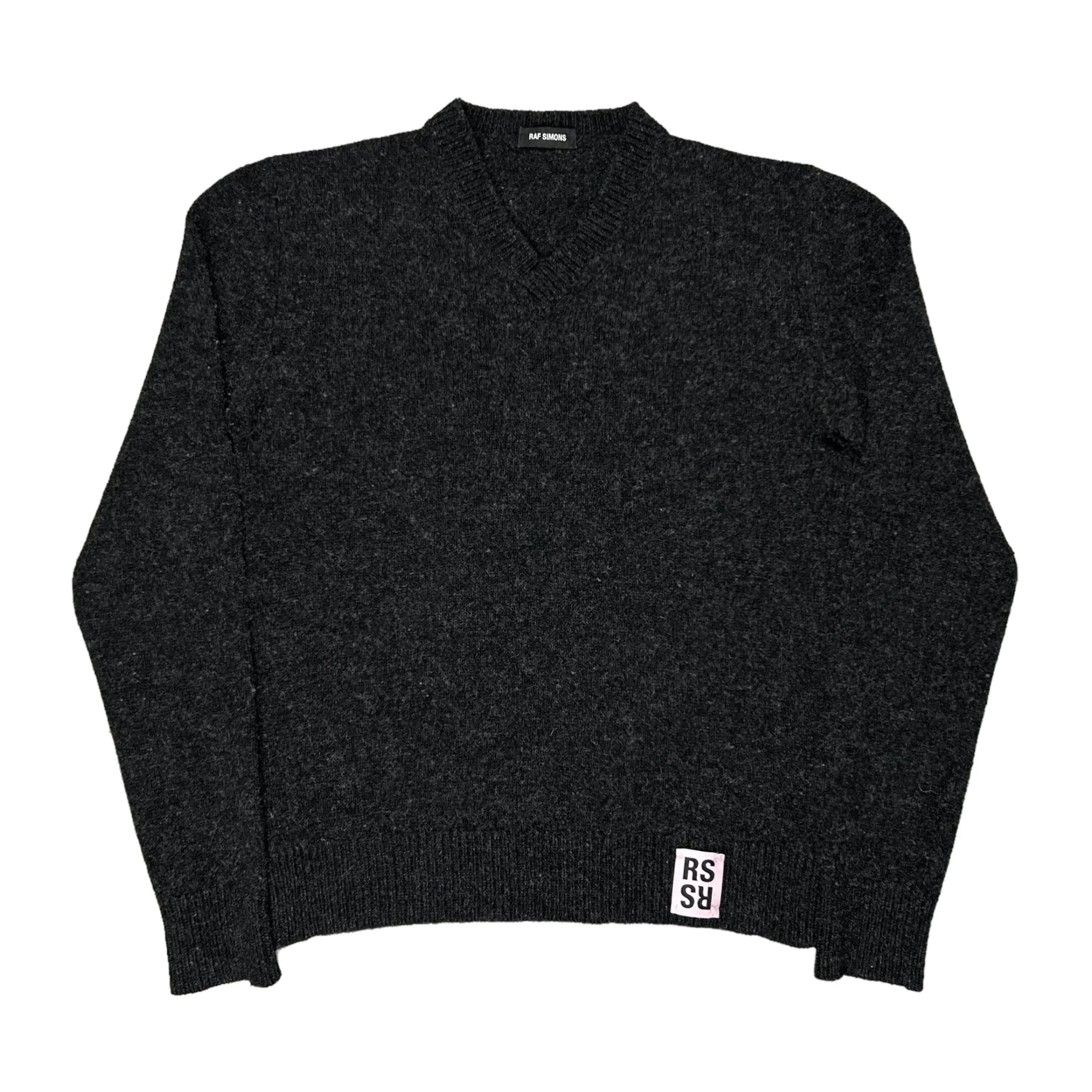 Raf Simons V-Neck Lambswool Sweater with RS Logo