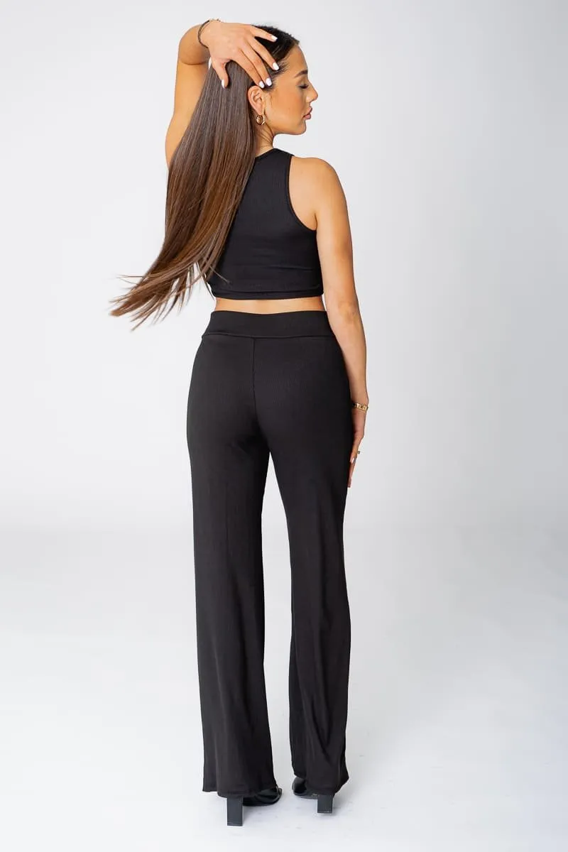 Ribbed tank top black pants set