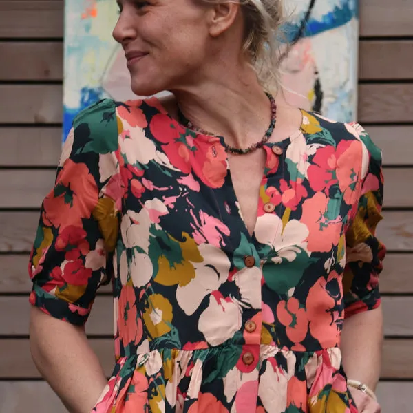 Robe Camille - viscose bouquet coraillé