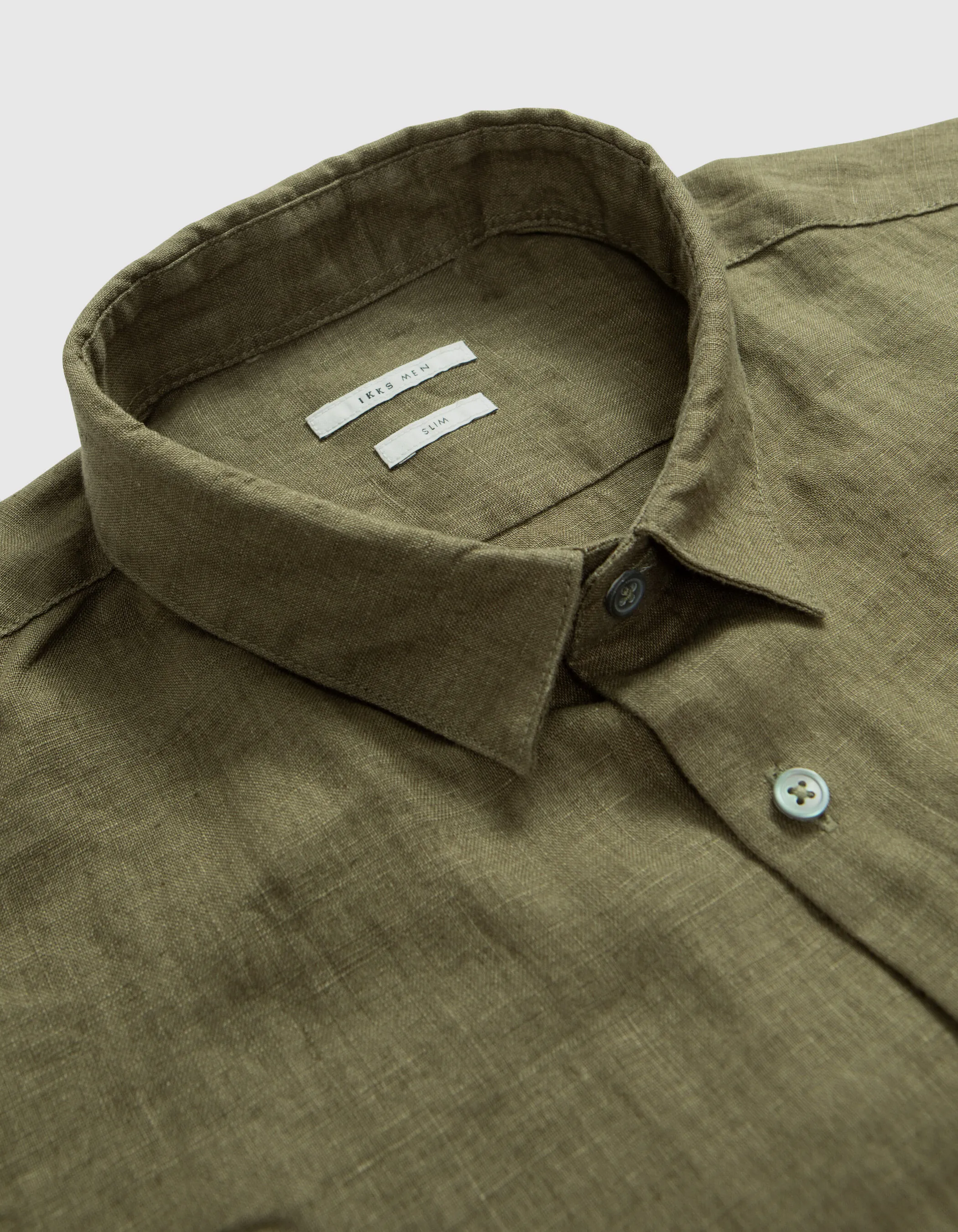 Slim-fit Army Green 100% Linen Men's Shirt