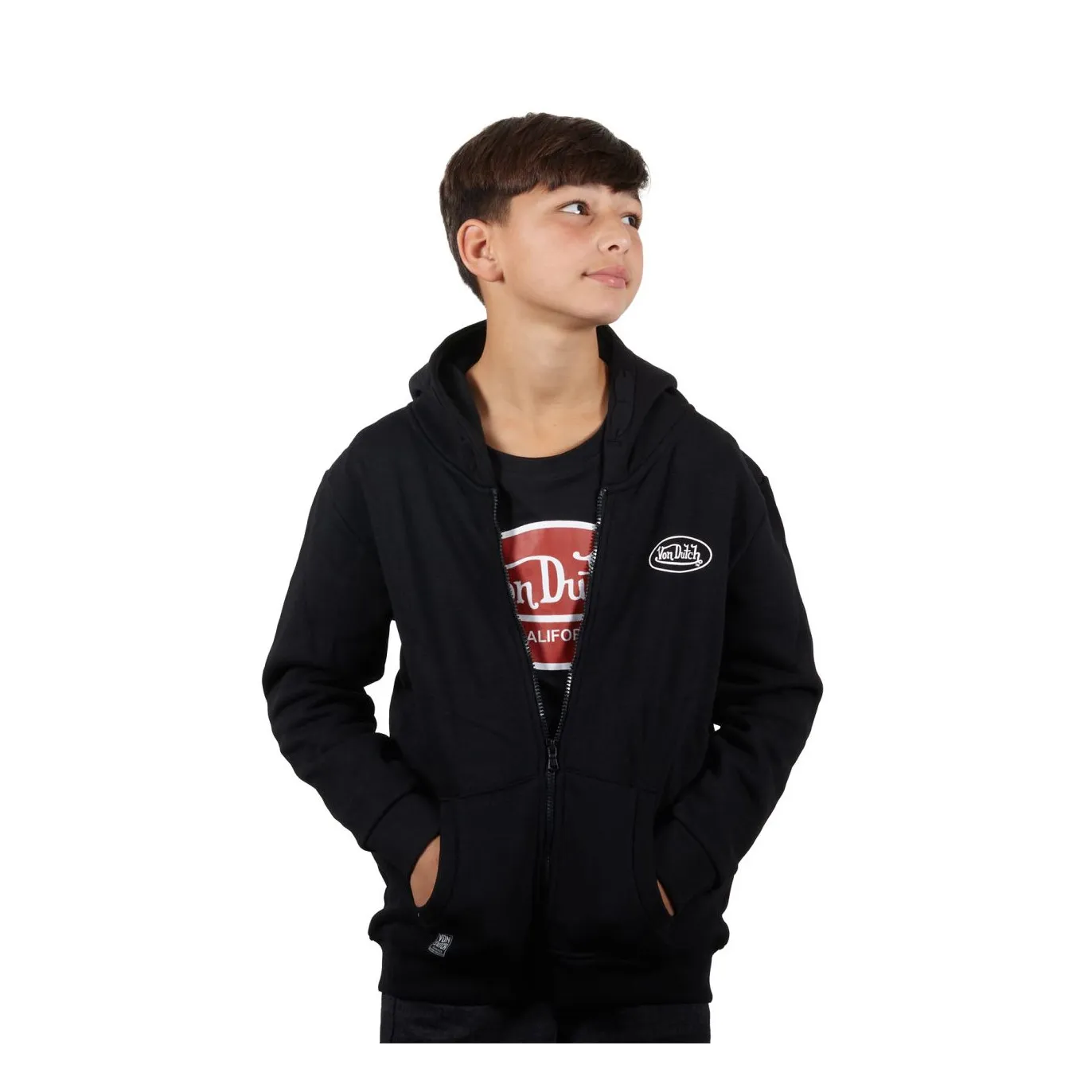 SLIMAN Black Zip-Up Hoodie for Kids - Vondutch